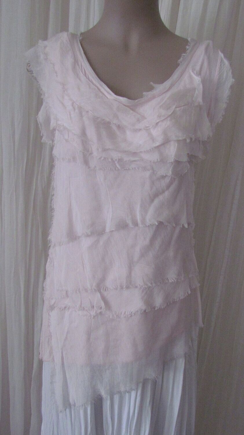 Pink Silk Tiered Ruffle Tunic