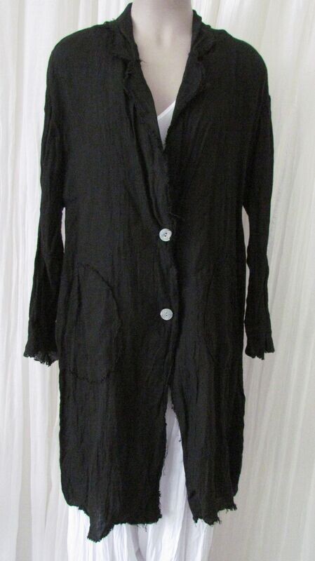 Black Linen Raw Edge Jacket Black Linen Raw Edge Jacket