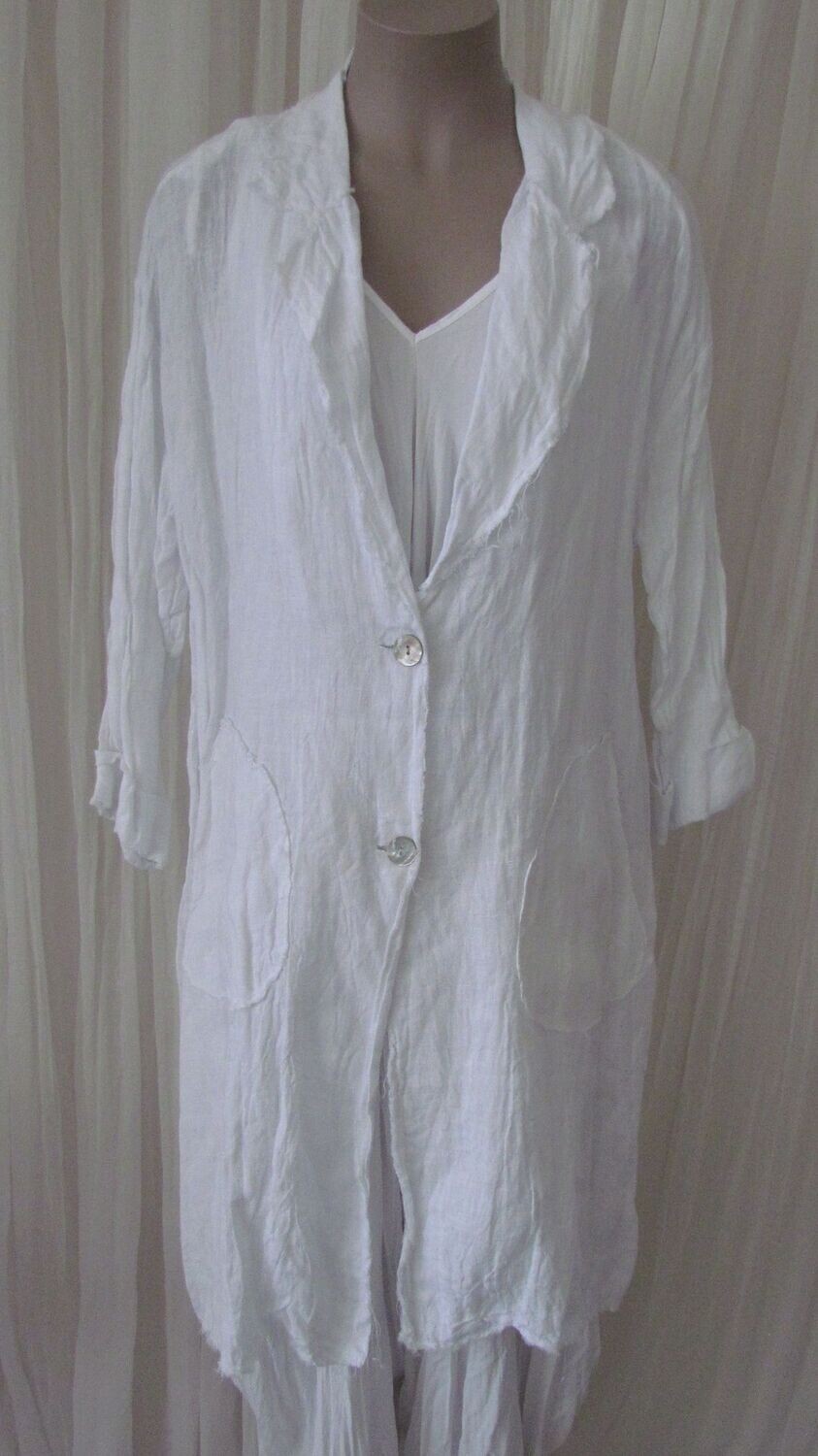 White Linen Raw Edge Jacket