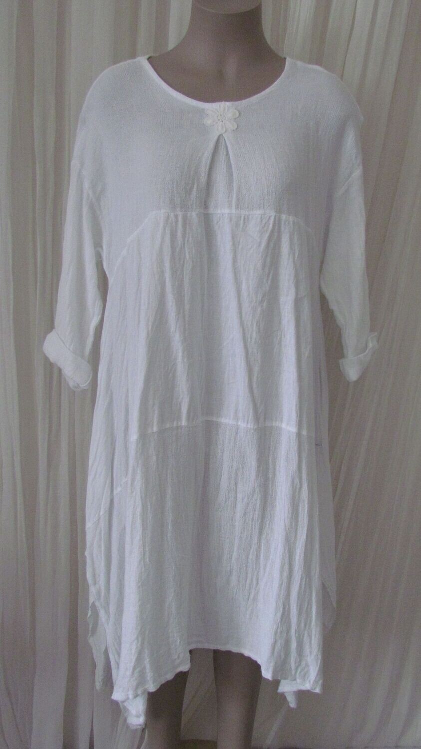White Linen Slouch Dress