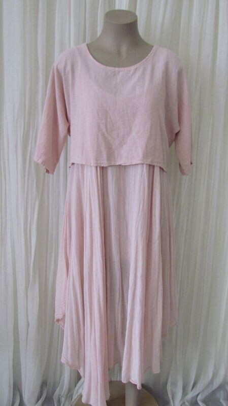 Pink Cotton Dress with Over Top Pink Cotton Dress with Over Top