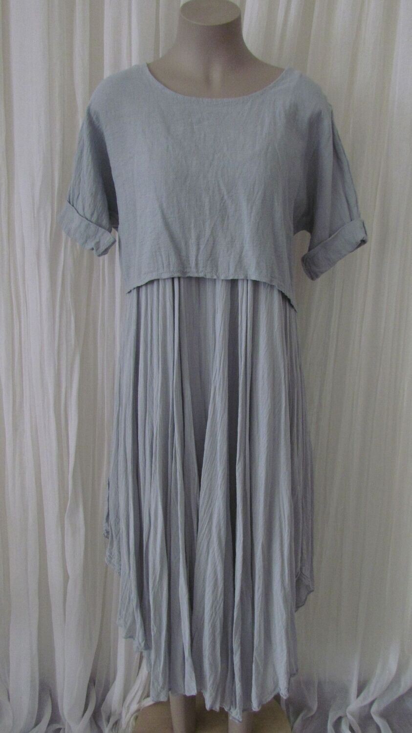 Silver Cotton Dress with Over Top