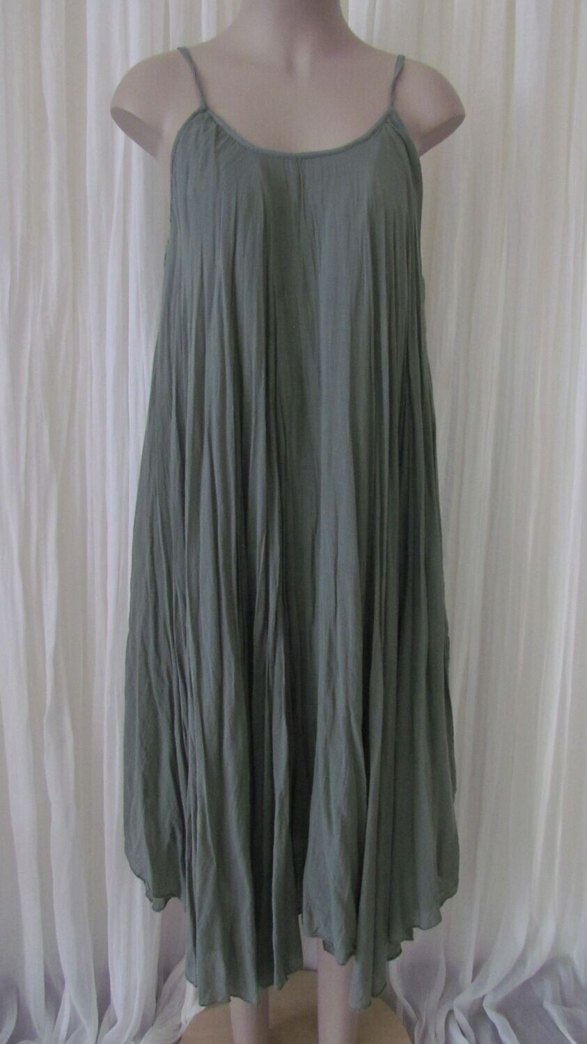 Khaki Cotton Dress with Over Top