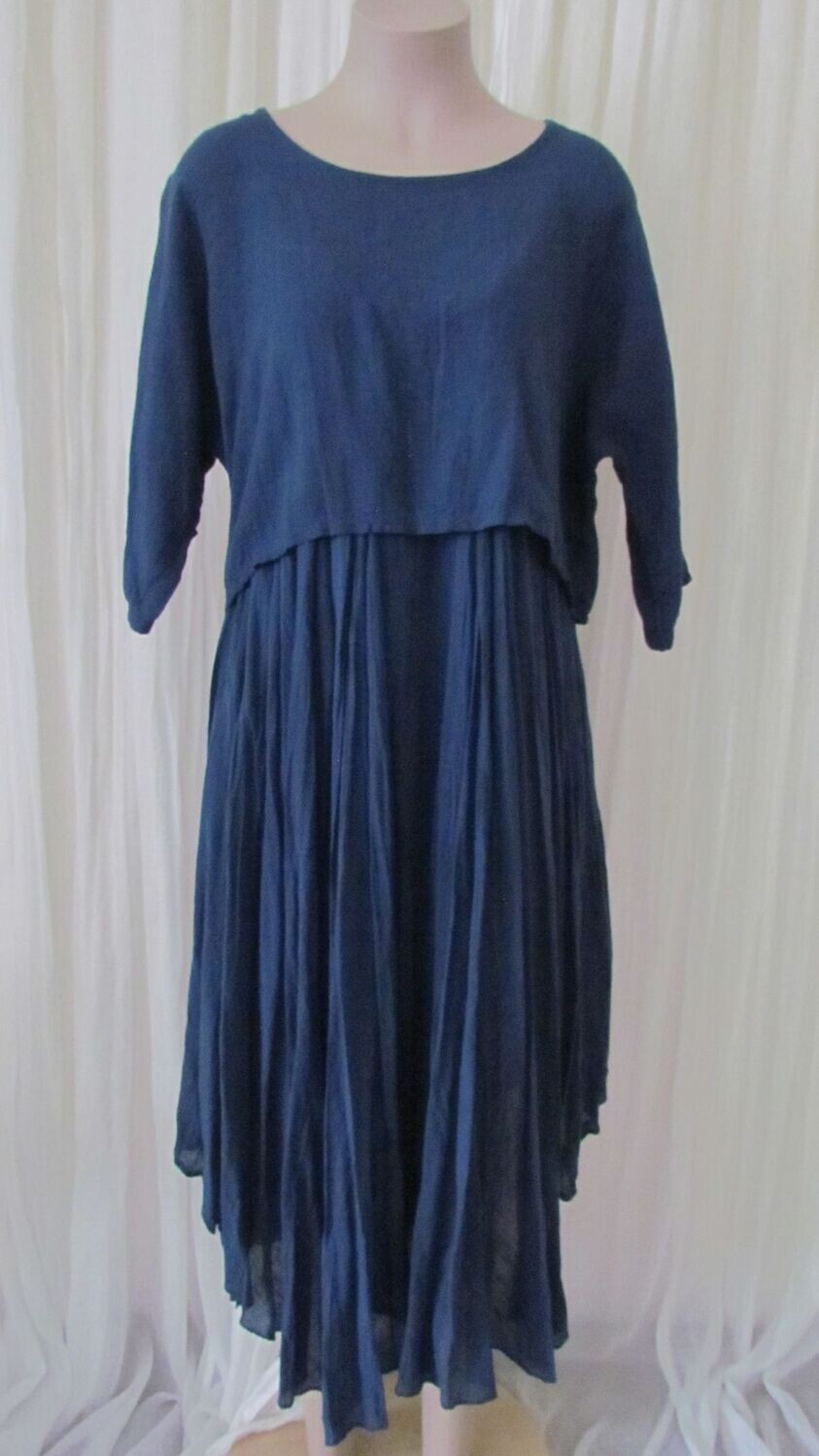 Navy Cotton Dress with Over Top