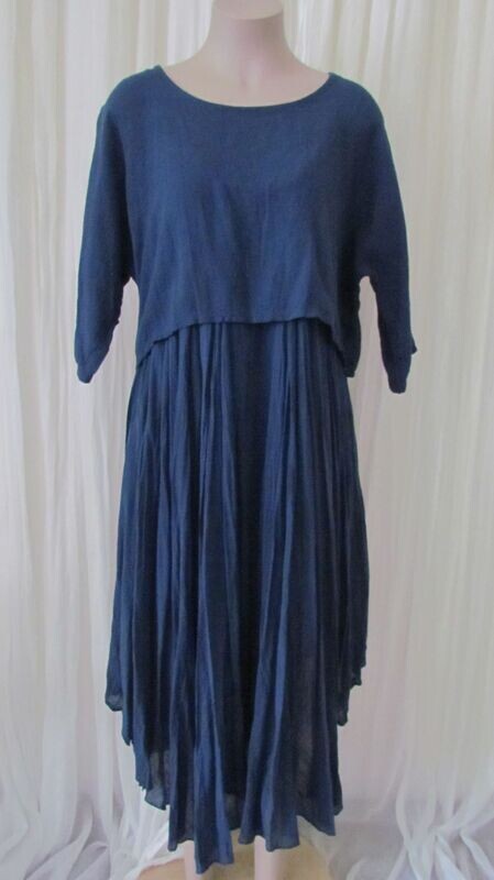 Navy Cotton Dress with Over Top Navy Cotton Dress with Over Top
