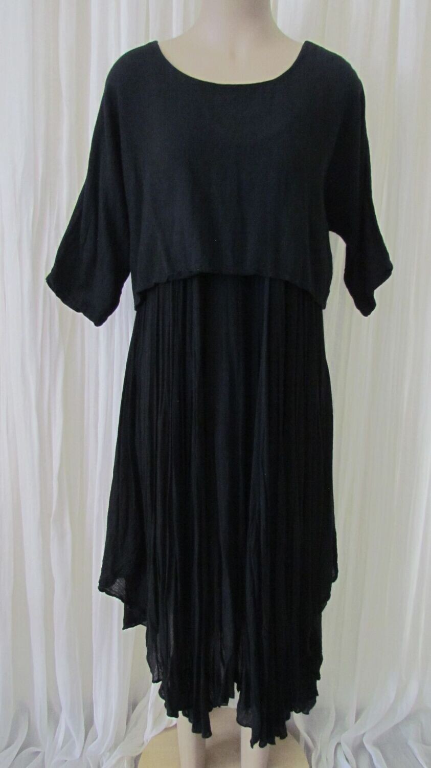 Black Cotton Dress with Over Top