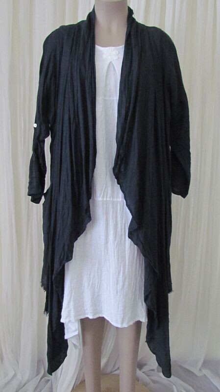 Navy Linen Open Front Jacket Navy Linen Open Front Jacket