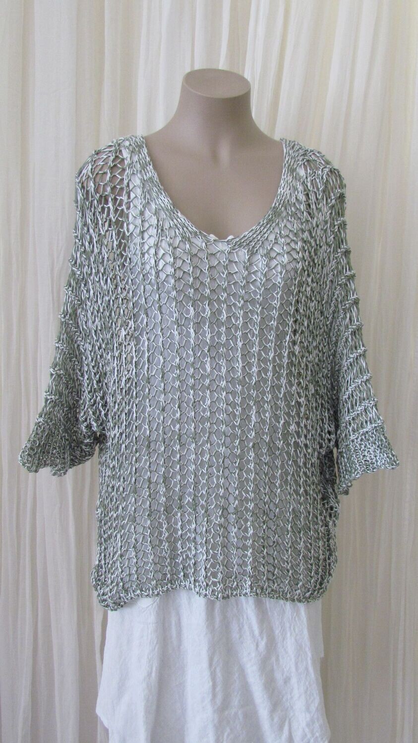 Khaki Crochet Batwing Knitted Beach Top