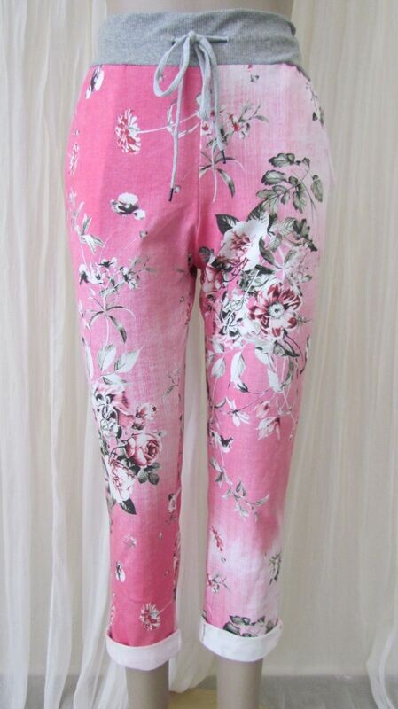 Fuchsia Floral Cotton Pants
