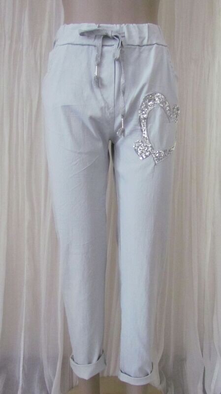 Silver Sequin Heart Stretch Pants Silver Sequin Heart Stretch Pants