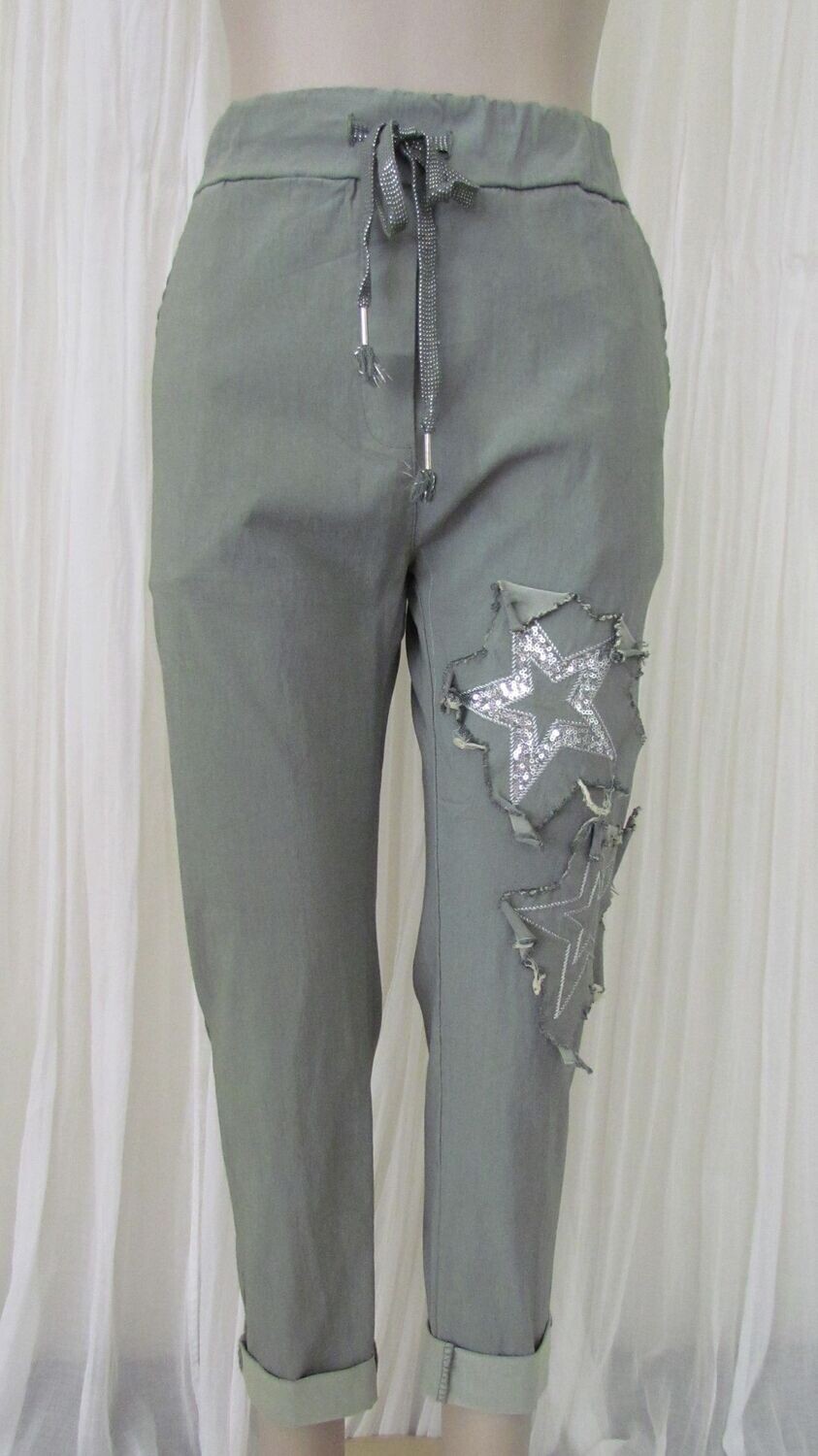 Khaki Star Stretch Linen Pants