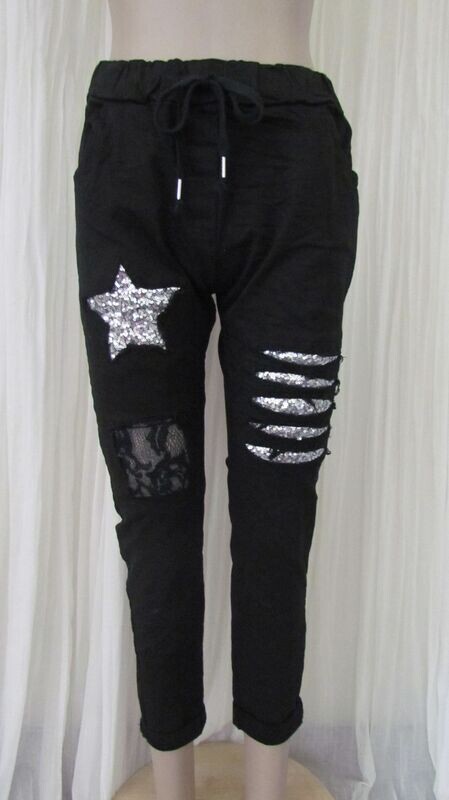 Black Stretch Star Sequin Pants Black Stretch Star Sequin Pants