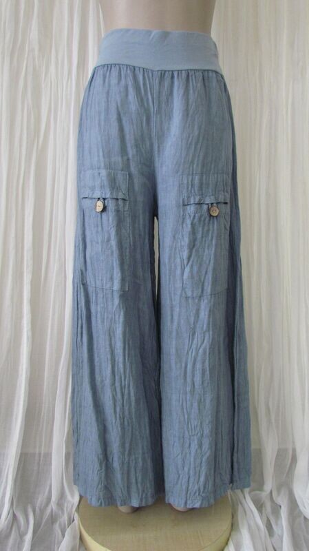 Denim wide Leg Linen Pant Denim wide Leg Linen Pant