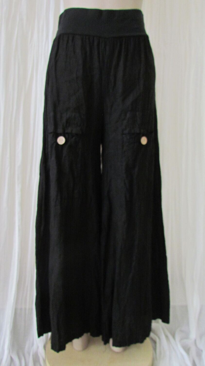 Black Wide Leg Linen Pants
