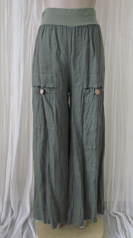 Khaki Wide Leg Linen Pants Khaki Wide Leg Linen Pants