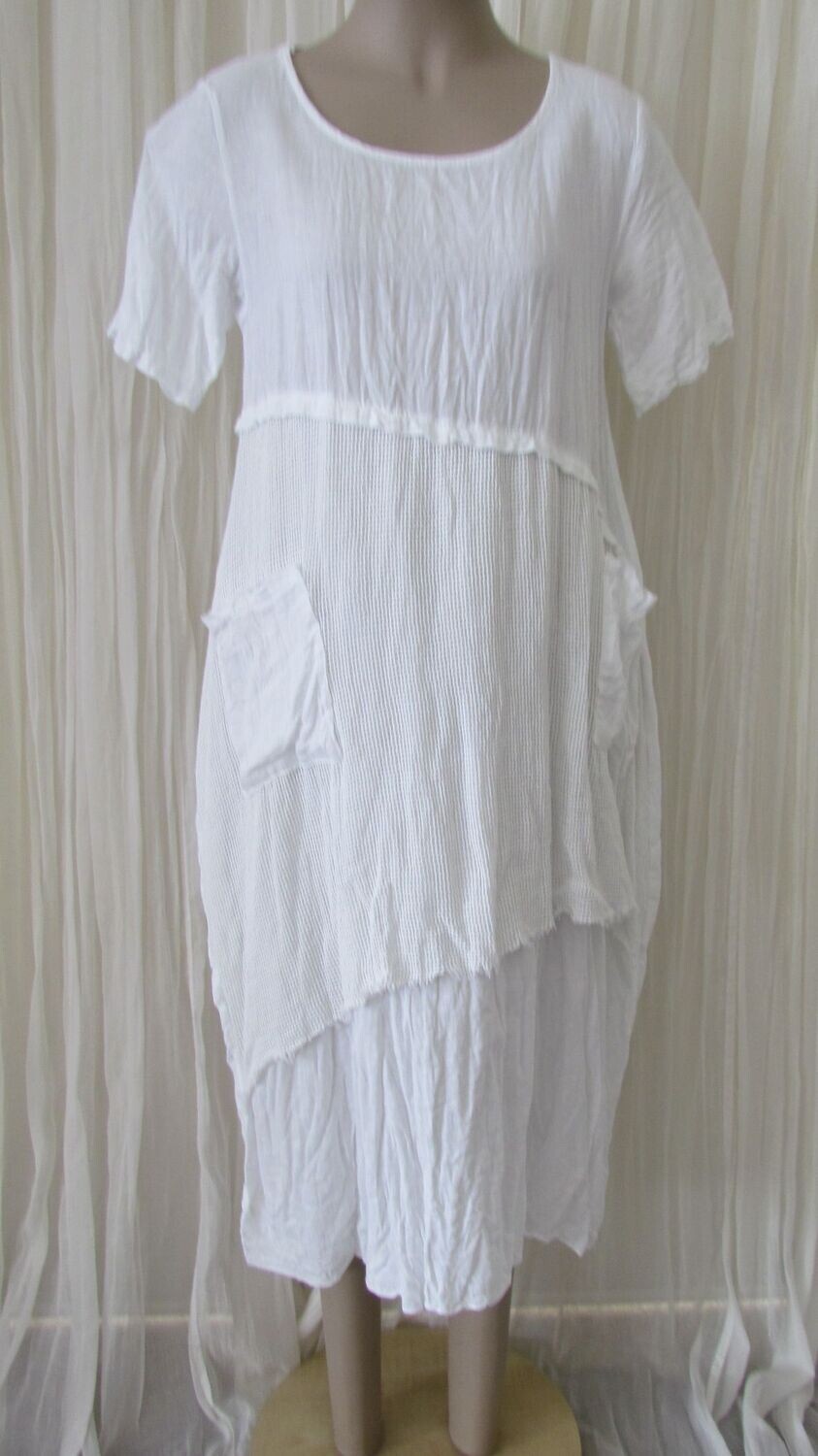 White Linen Mesh Dress