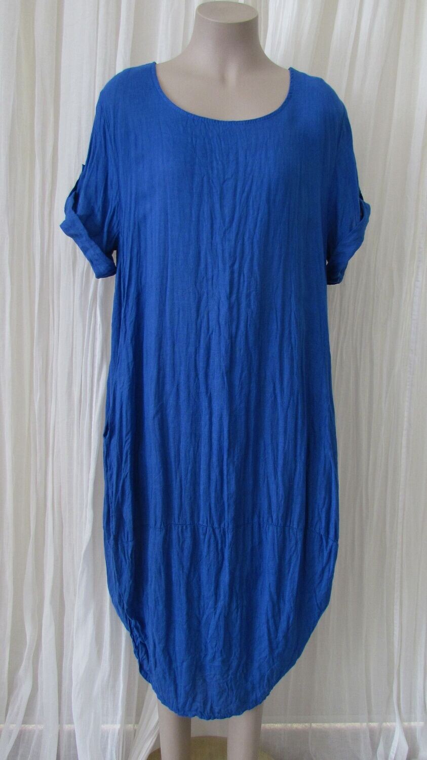 Plain Royal Blue Linen Dress