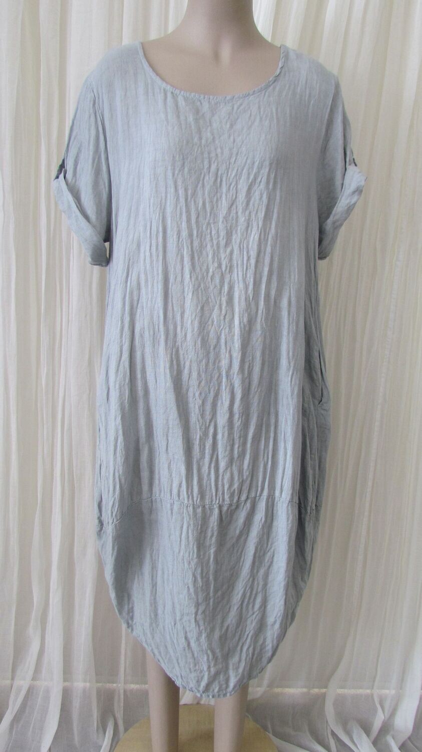 Plain Silver Linen Dress
