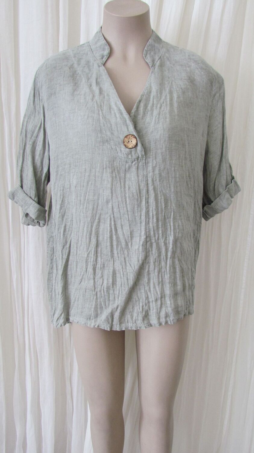 Khaki Linen Hi Lo Top