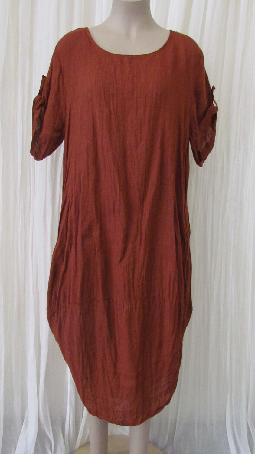 Plain Rust Linen Dress