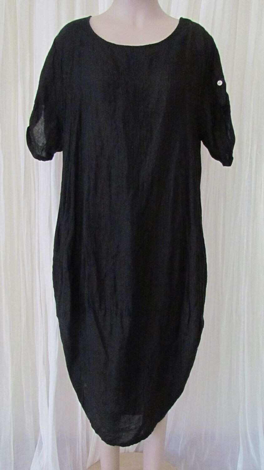 Plain Black Linen Dress