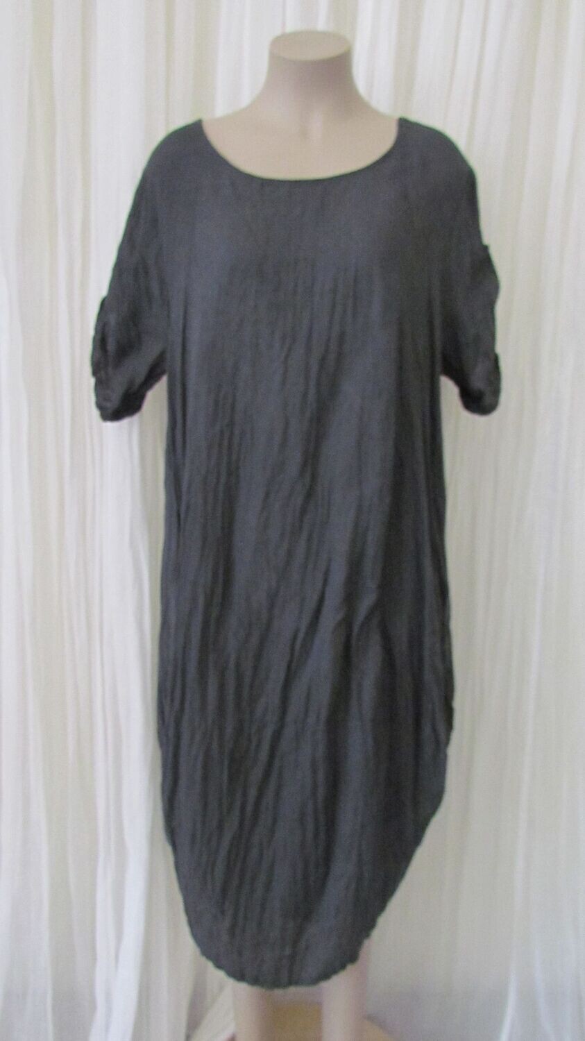 Plain Charcoal Linen Dress