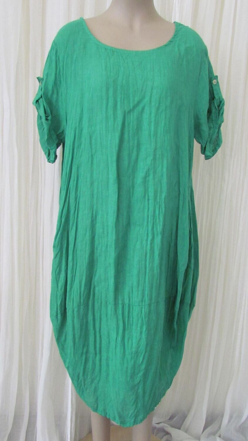 Plain Green Linen Dress