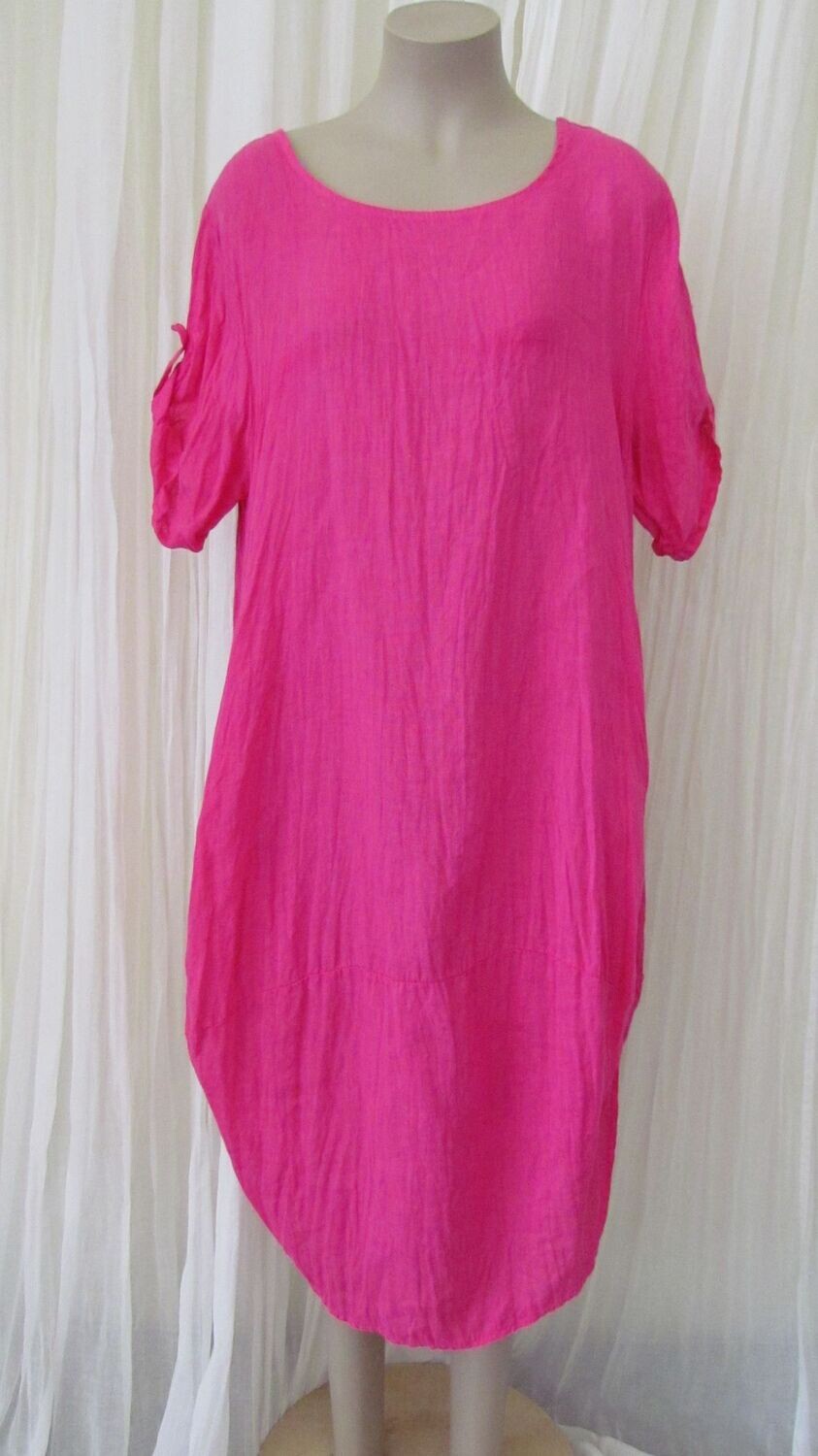 Plain Fuchsia Linen Dress