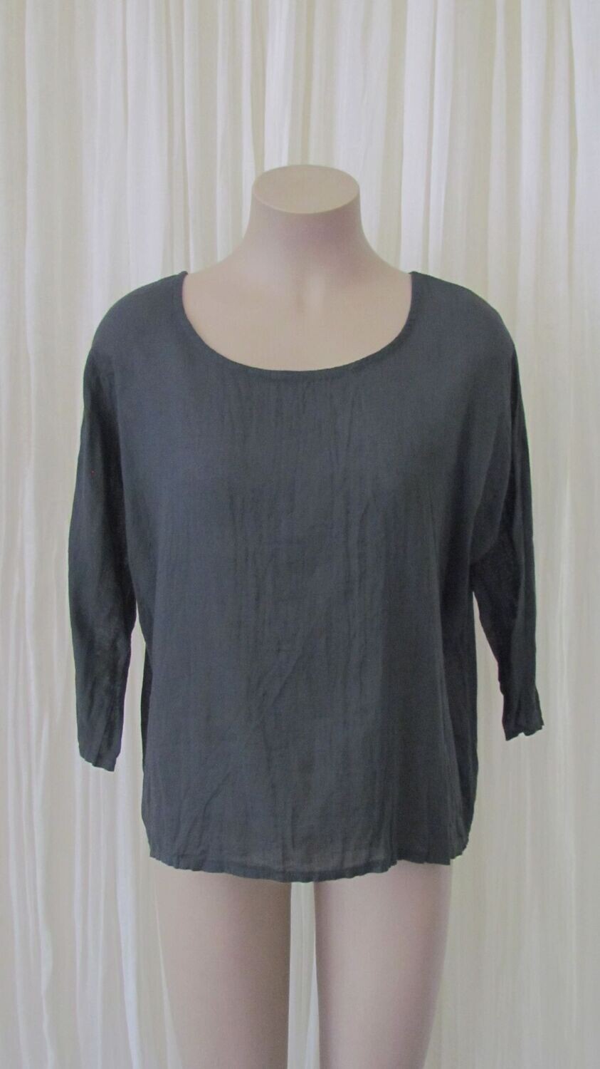 Charcoal Linen Crop Top