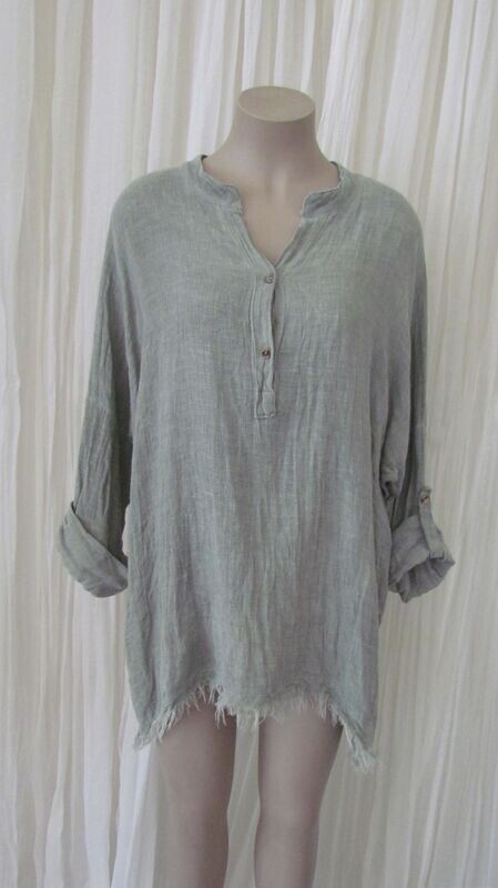 Khaki Plain Linen Top