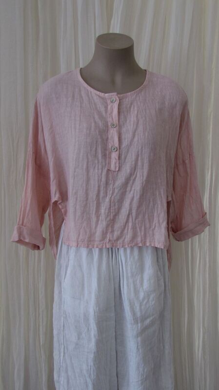 Pink Linen Hi Lo Crop Shirt