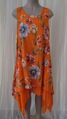 Orange 2 Layer Floral Dress