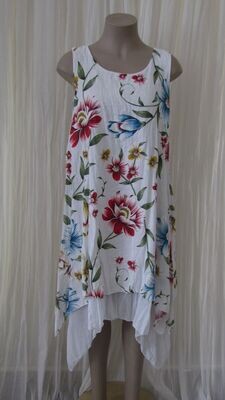 White 2 Layer Floral Dress
