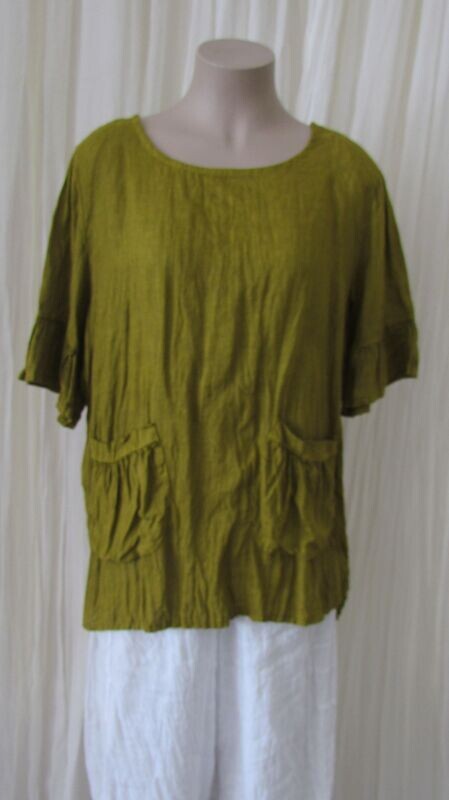 Olive Linen Top