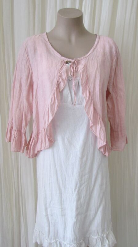 Pink Ruffle Tie Crop Jacket