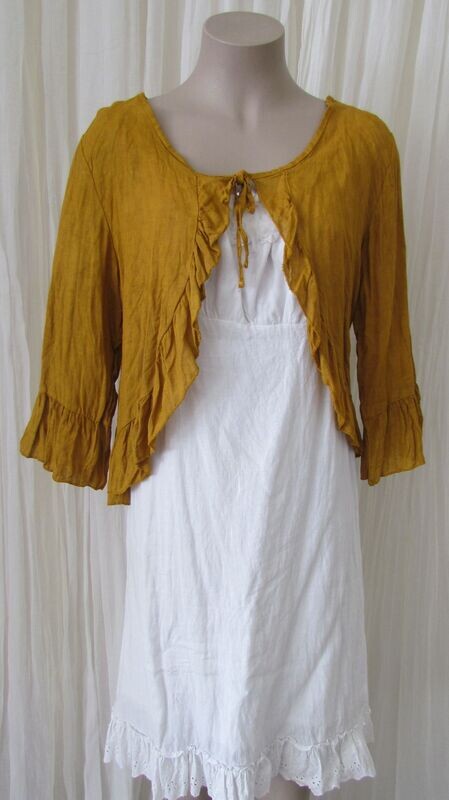 Mustard Ruffle Tie Crop Jacket