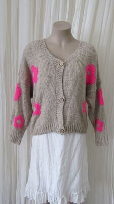 Mocha Wool Crop Knitted Cardigan