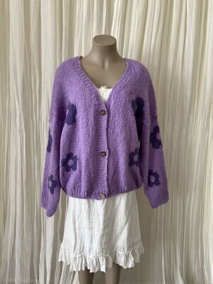 Lilac Wool Crop Knitted Cardigan