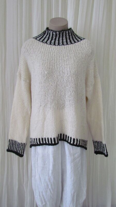 Winter White Wool Contrast Stitch Boxy Jumper