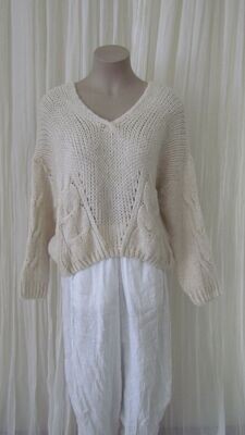 Winter White Knitted Drop Shoulder Crop Box Top