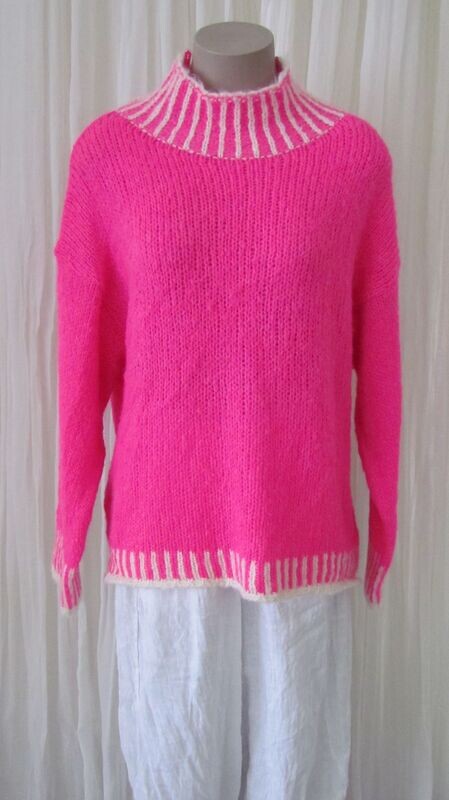 Fuchsia Wool Contract Stitch Boxy Jumper
