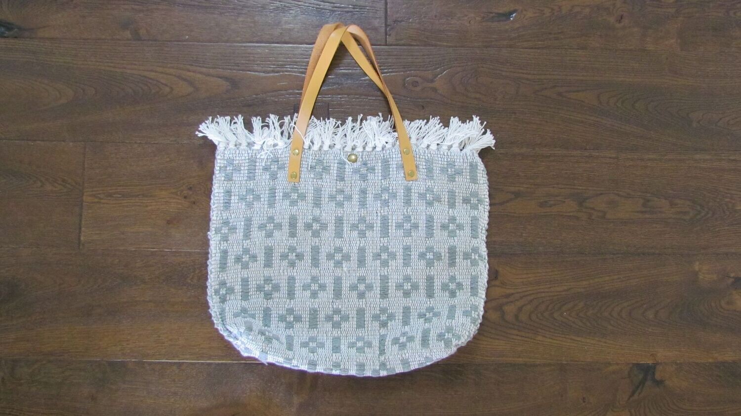 Grey Cotton Beach Bag