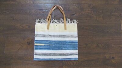 Blue Multi Stripe Cotton Beach Bag