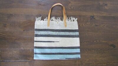 Ocean Bue Multi Stripe Cotton Beach Bag