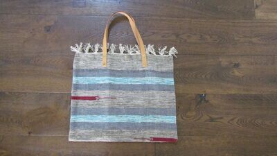 Charcoal Multi Stripe Cotton Beach Bag