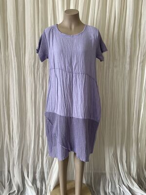 Lilac Plain Mesh Linen Dress