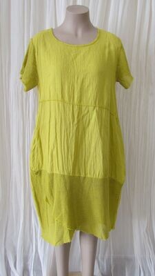 Mustard Plain Mesh Linen Dress