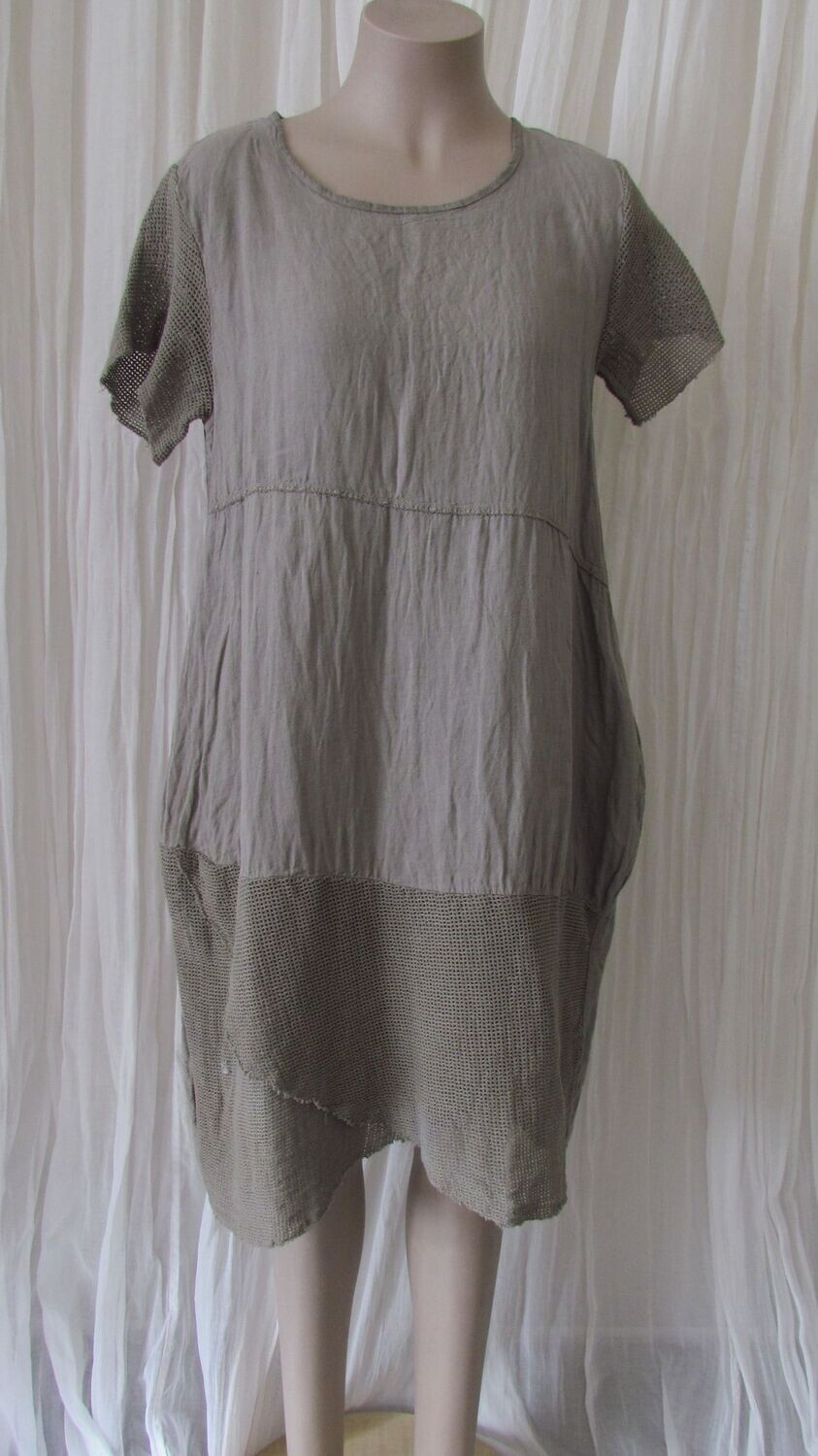 Mocha Plain Mesh Linen Dress