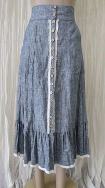 Denim Button Through Skirt