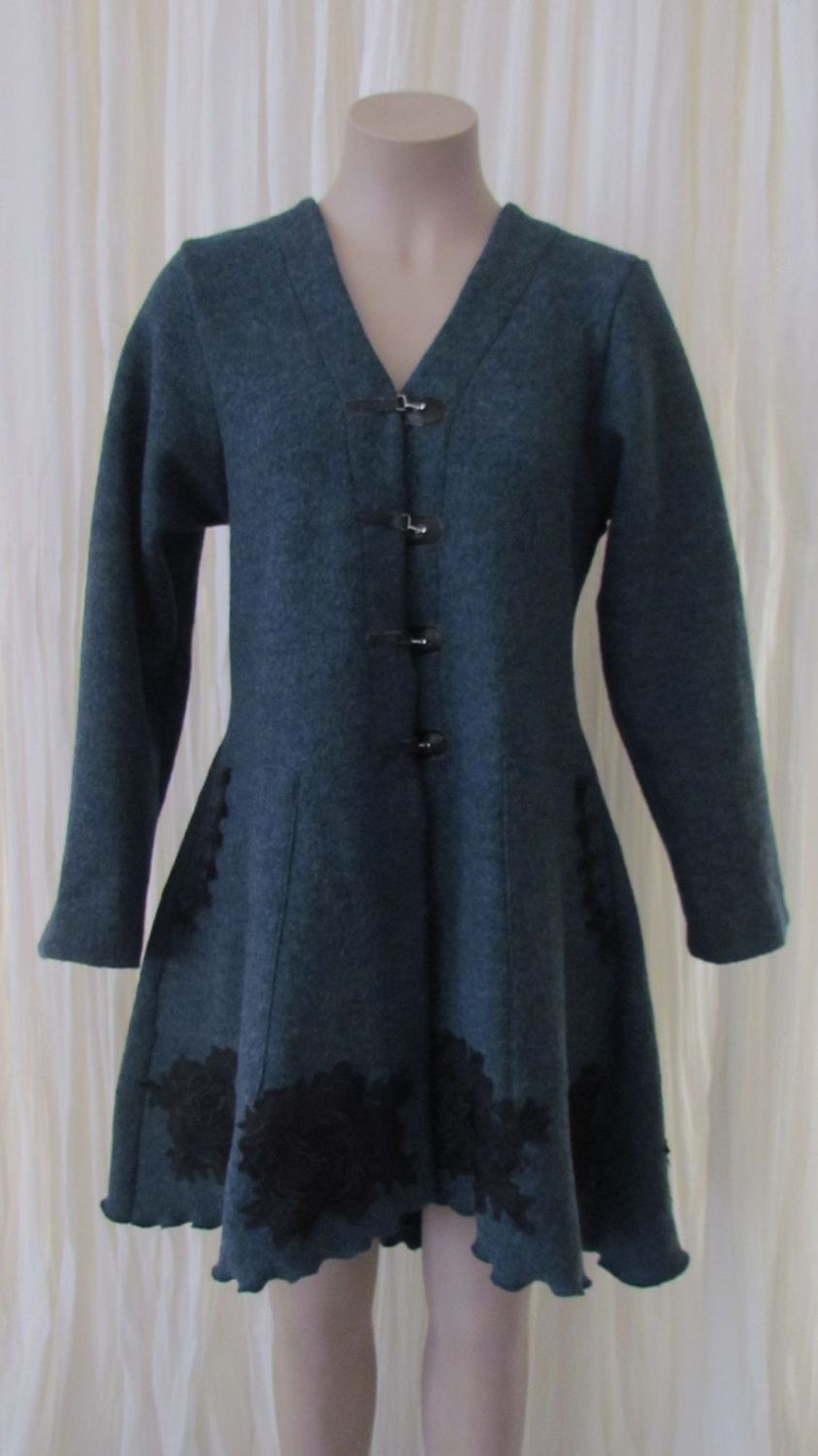 Petrol Wool Peplum Jacket